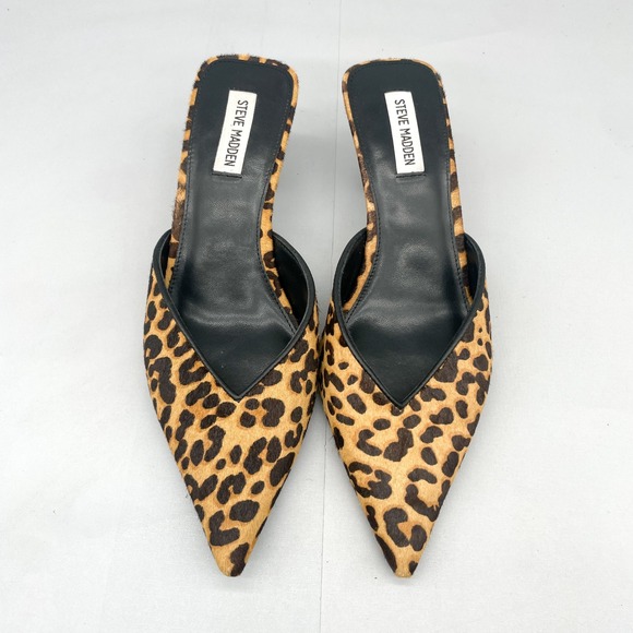 Steve Madden Shoes - Steve Madden Womens 10M Mod Leopard Calf Hair Kitten Heel Mule Pointed Toe Slide